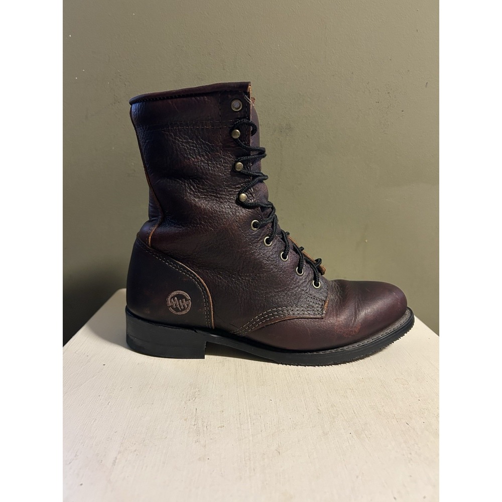 Double H Lacer Boots Mens 8 Wide Western Rodeo Cowboy Brown Leather USA